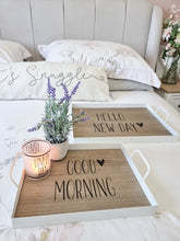 Load image into Gallery viewer, White Metal Morning Tray With Black Heart