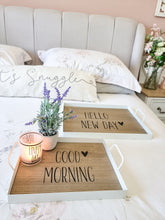 Load image into Gallery viewer, White Metal Morning Tray With Black Heart