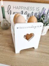 Load image into Gallery viewer, White Heart Have A Cracking Day Egg Holder