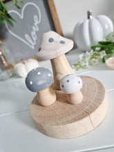 Load image into Gallery viewer, Grey & White Polka Dot Wooden Mushroom