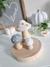 Load image into Gallery viewer, Grey & White Polka Dot Wooden Mushroom