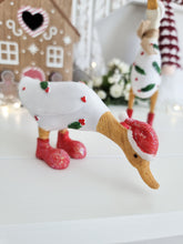 Load image into Gallery viewer, Festive Mini Red & White Holly Duck Figure