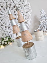 Load image into Gallery viewer, Nordic Inspired Silver Star Wooden Tree Figure