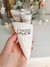 Load image into Gallery viewer, White Ceramic Cone Black Hearts Snacking Station