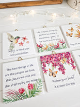 Load image into Gallery viewer, White Ceramic Inspirational Floral Mini Plaques