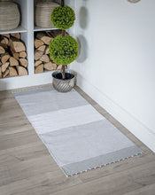 Load image into Gallery viewer, Grey & White Striped Recycled Cotton Rug - 3 Designs