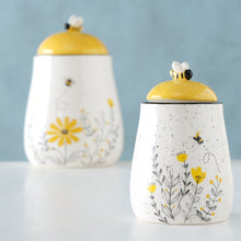 Load image into Gallery viewer, Yellow Floral Bee Storage Canister Set