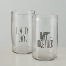 Load image into Gallery viewer, Clear Glass Hurricane With Black Heart Design