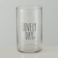 Load image into Gallery viewer, Clear Glass Hurricane With Black Heart Design