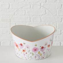Load image into Gallery viewer, Pink & White Floral Heart Shaped Bucket