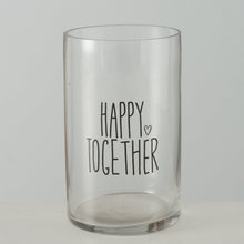Load image into Gallery viewer, Clear Glass Hurricane With Black Heart Design