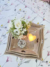 Load image into Gallery viewer, Natural White Washed Wooden Square Heart Trays