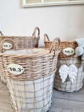Load image into Gallery viewer, Rustic Wicker Natural Linen Lined Basket