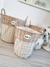 Load image into Gallery viewer, Rustic Wicker Natural Linen Lined Basket