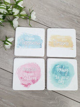 Load image into Gallery viewer, Positive Inspired Pastel Coloured Individual Coaster