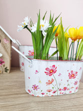 Load image into Gallery viewer, Pink Cosmos White Floral Planter - 3 Sizes