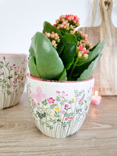 Load image into Gallery viewer, Pink Wild Flower Distressed Crackle Planter