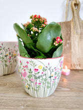 Load image into Gallery viewer, Pink Wild Flower Distressed Crackle Planter