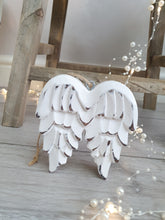 Load image into Gallery viewer, White Distressed Wooden Hanging Angel Wings