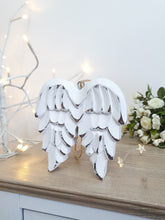 Load image into Gallery viewer, White Distressed Wooden Hanging Angel Wings