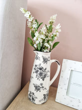 Load image into Gallery viewer, Vintage Style Black Floral White Jug