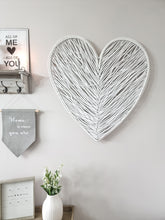 Load image into Gallery viewer, White Natural Wicker Wall Heart