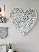 Load image into Gallery viewer, White Natural Wicker Wall Heart