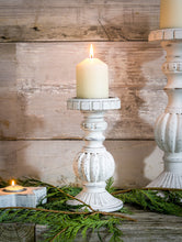 Load image into Gallery viewer, White Natural Wood Carved Candle Sticks - 3 Sizes