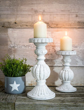Load image into Gallery viewer, White Natural Wood Carved Candle Sticks - 3 Sizes