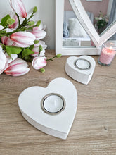 Load image into Gallery viewer, White Natural Wood Heart Shaped Candle Holder