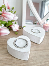 Load image into Gallery viewer, White Natural Wood Heart Shaped Candle Holder