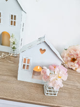 Load image into Gallery viewer, White Metal Heart Lantern With Glass Bottle