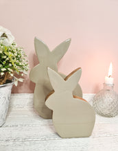 Load image into Gallery viewer, Glossy Dark Taupe Natural Wood Bunny Figure