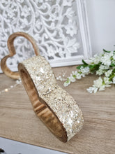 Load image into Gallery viewer, Natural Mango Wood Sleeping Hearts With Gold Glitter Edge