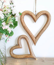 Load image into Gallery viewer, Natural Wooden Hanging Hearts