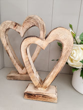 Load image into Gallery viewer, Natural Mango Wood Standing Heart Figures