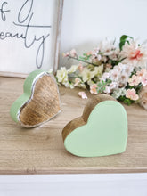 Load image into Gallery viewer, Glossy Green Natural Wood Miniature Sleeping Hearts