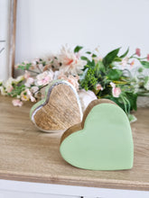 Load image into Gallery viewer, Glossy Green Natural Wood Miniature Sleeping Hearts