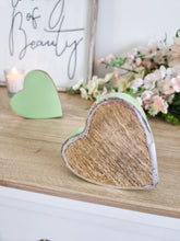 Load image into Gallery viewer, Glossy Green Natural Wood Miniature Sleeping Hearts