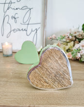 Load image into Gallery viewer, Glossy Green Natural Wood Miniature Sleeping Hearts