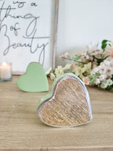 Load image into Gallery viewer, Glossy Green Natural Wood Miniature Sleeping Hearts