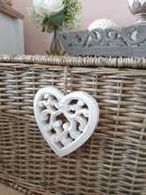 Load image into Gallery viewer, White Natural Filigree Hanging Heart