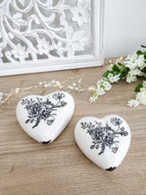 Load image into Gallery viewer, White & Black Vintage Style Floral Flat Lay Hearts