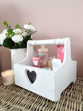 Load image into Gallery viewer, White Natural Wood Cut Out Heart Storage Trug