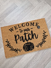 Load image into Gallery viewer, Welcome To Our Patch Pumpkin Autumnal Seasonal Doormat
