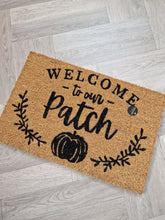 Load image into Gallery viewer, Welcome To Our Patch Pumpkin Autumnal Seasonal Doormat
