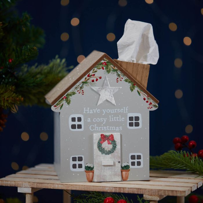 Christmas Cosy House Seasonal Decorative Tissue Storage Box