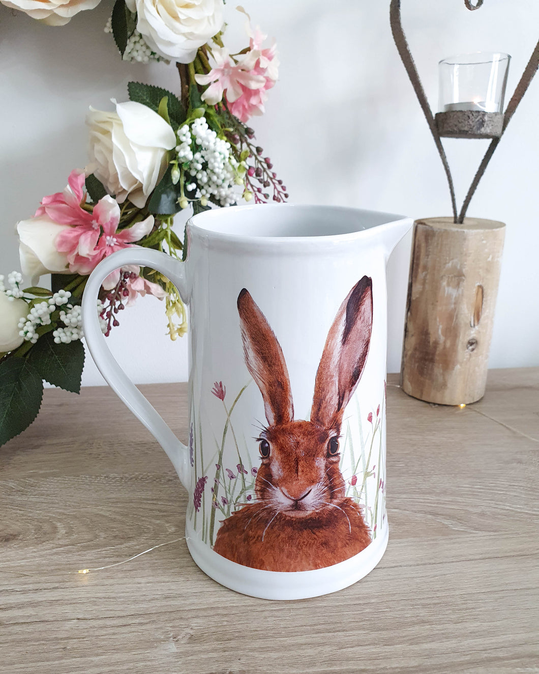Country Cottage Inspired Hare Spring Floral Jug