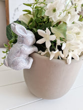 Load image into Gallery viewer, Grey Cement Planter With Silver Bunny Hanger
