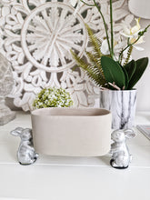 Load image into Gallery viewer, Silver Bunny Held Grey Cement Pot
